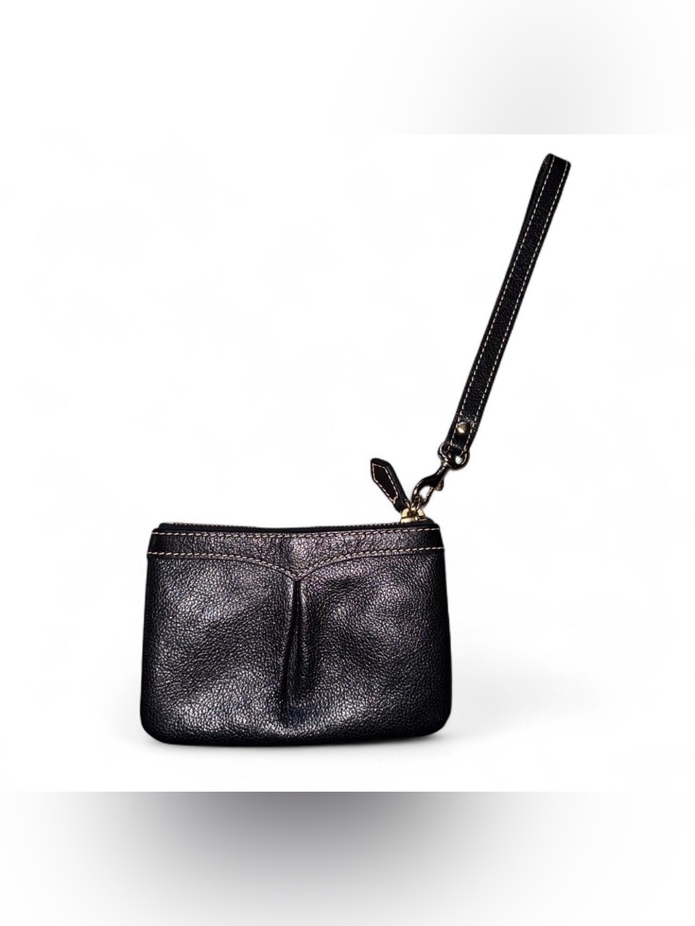 DOONEY & BOURKE Wristlet Wallet Purse Pleated AWL Rich Black Leather Bag ✨